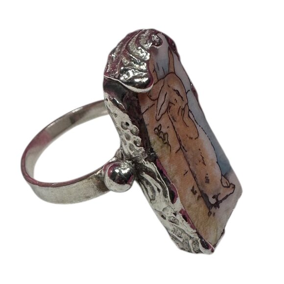 Artisan Crafted Peter Rabbit Wedgewood Broken China Ring With Repurposed Silver - Picture 3 of 11